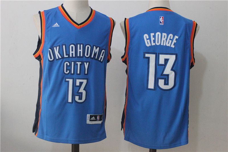 Men Oklahoma City Thunder 13 Paul George Blue NBA Jerseys